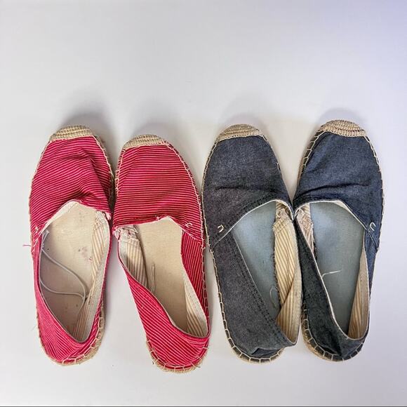 Old Navy Women’s Two Pairs of Canvas Slip On Flats Red and Blue Sz 8 - Picture 5 of 13